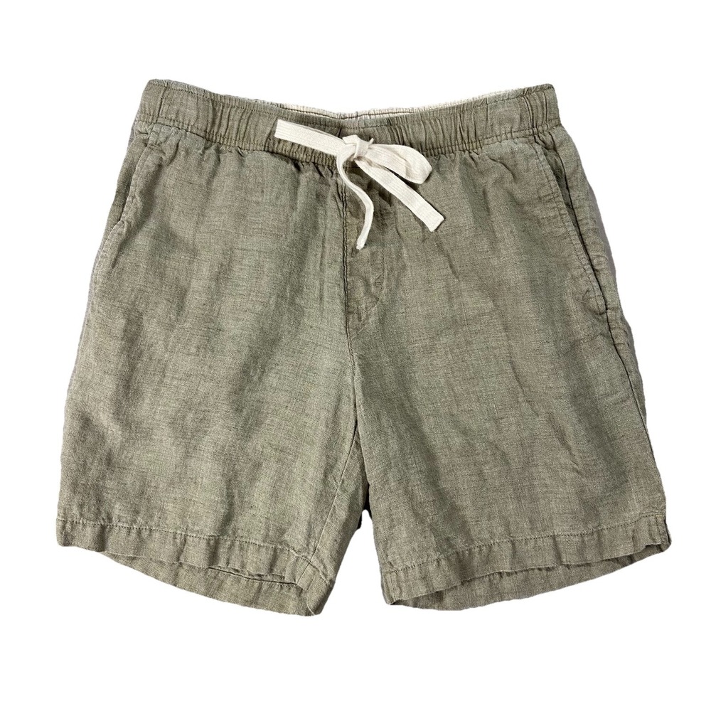 Banana Republic 100% Linen Elastic Waist Drawstring Short Earthy Green Women S